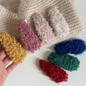 Fuzzy lamb wool hair clips in seven assorted colors for autumn and winter hairstyling