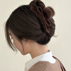 Hiver Grande Pince à Cheveux Nœud en Peluche pour Femmes Fausse Fourrure Shark Clip Accessoire de Cheveux Élégant Épingle