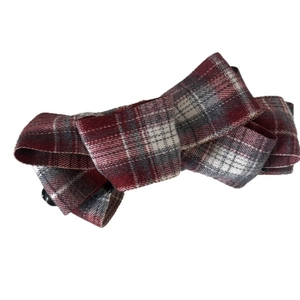 Classic red plaid bow hair clip with vintage tartan fabric design for women accessories