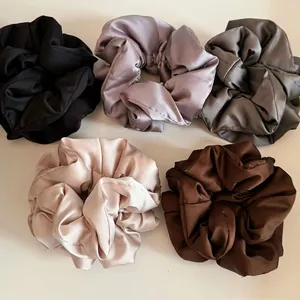 Large Satin Padded Scrunchies For Women Soft Double Layer Cotton Filled Hair Ties Elegant Shiny Hair Accessories