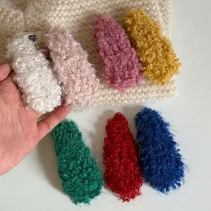 Women Autumn Winter Lamb Wool Plush Hair Clip High-end BB Clip Handmade Geometric Side Fringe Hairpin Fashion Hair Accessories