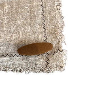 Minimalist brown flocked oval BB hair clip with vintage soft texture for women