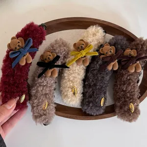 Simpatico Fermaglio a Banana in Peluche a Orsetto per Donna Autunno Inverno in Pelliccia Sintetica Fiocco di Velluto Accessori per Capelli