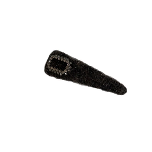 Luxurious black wool hair clip with sparkling rhinestones for elegant autumn winter styling