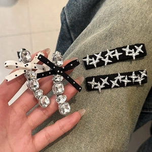 Barrettes à nœuds à pois avec gouttes de cristal et épingles à cheveux étoiles