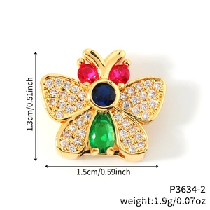 Golden butterfly jewelry charm with colorful stones for watch band DIY styling