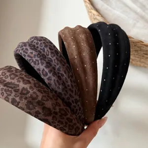 Cerchietti con Stampa Leopardata e Pois in Tessuto Scamosciato Larghi e Spessi Fasce per Capelli Donna Ragazza
