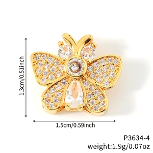 DIY golden butterfly watch band charm with sparkling clear zircons and rhinestones