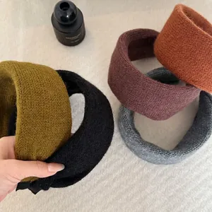 Women Vintage Knitted Wide Headband Autumn Winter Striped Thick Hair Band Retro Forest Style Casual Hair Accessories