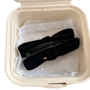 Elegant black velvet bow banana clip hair accessory for high ponytail in a gift box