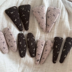 Women Girls Vintage Woolen Fabric Bowknot BB Hair Clips Coffee Pink Floral Polka Dot Embroidery Snap Barrettes Hair Accessories