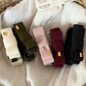 Fermaglio a Banana con Fiocco Vintage con Etichetta in Metallo Fatta a Mano Velluto Feltro Forcina per Capelli Coda di Cavallo Verticale