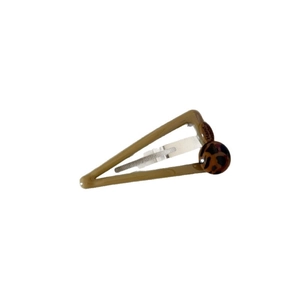 Triangle spring hair clip with leopard print and wooden Hand Made tag for women
