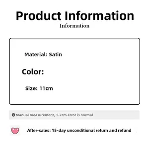 Detail specifications for satin leopard hair clip showing 11CM dimensions and material