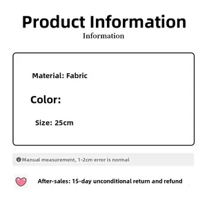 Detailed product size chart and fabric specification for the 25cm fabric hair scarf