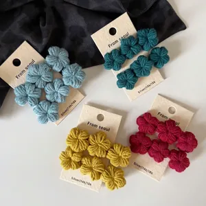 Handmade Crochet Woolen Yarn Flower Hair Clip For Women Korean Style Floral Bangs Side Clip Cute Sweet Hair Accessories