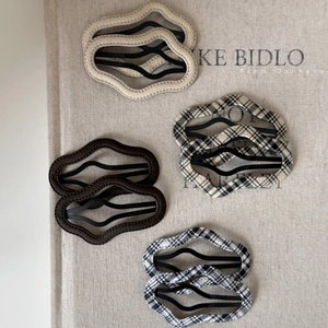 Wavy Edge Fabric Plaid Hair Clips For Women Vintage Preppy Style Plaid Pattern BB Clips Fashion Hairpin Hair Accessories