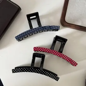 Navy red and black polka dot claw clips for elegant hair styling for women