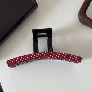 Elegant red and white polka dot hair claw clip for women's daily hair styling