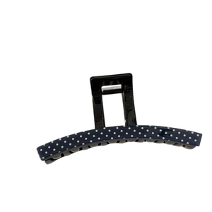 Polka dot acetate hair claw clip with blue base and white spots for French style updos