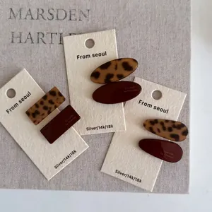 Acetate Leopard Print Hair Clip Set Fashion Geometric Bangs Clip For Women Elegant Side Hair Accessories For Everyday Use