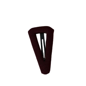 Retro deep wine red knitted fabric triangular BB hair clip for women with textured weave