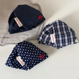 Korean Style Denim Triangle Hair Claw Clip Large Polka Dot Stripe Fabric Shark Clip For Women Fashion Hair Accessories