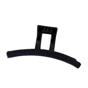 Minimalist blue denim fabric hair claw clip with black plastic frame for women