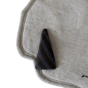 Vintage brown and green striped triangular hair clip with premium textured fabric finish
