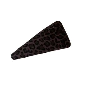 Leopard print velvet snap hair clip in classic brown and black for autumn hair styling