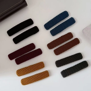 Set of 12 woven twill BB hair clips in six classic colors for women hair styling