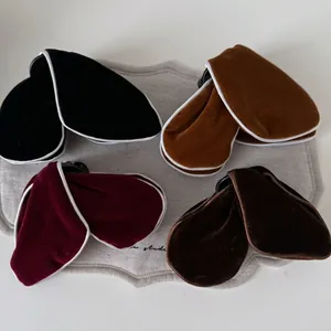 Velvet triangle hair claw clips set in four colors with contrast piping and elegant bow shape