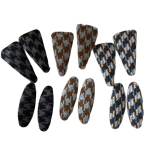 12-piece houndstooth hair clip set with wool fabric finish for women in autumn colors