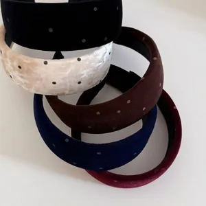 Padded velvet polka dot headbands for women in multiple colors with elegant sponge design