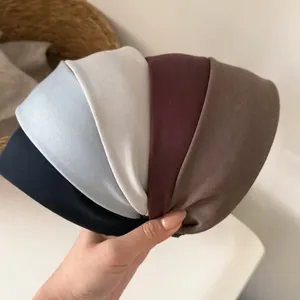 Cerchietto Imbottito a Tesa Larga in Stile Vintage Francese per Donna in Tessuto Twill Tinta Unita Maillard Accessorio Capelli