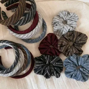 Vintage Knitted Striped Hairband Retro Fabric Scrunchie Elegant Hair Ties Fashion Headband Women Daily Hair Accessories
