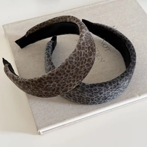 Vintage Leopard Print Velvet Flocked Headband Fashion Hair Tie Scrunchie For Women Retro Hair Accessories Headpiece