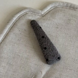 Minimalist grey wool felt polka dot hair clip with vintage triangle design for women