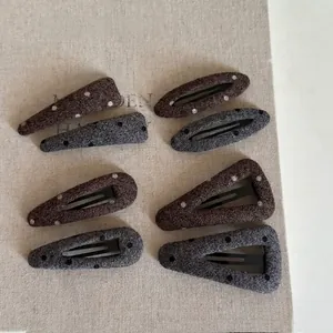 Vintage Fabric Polka Dot BB Hair Clips Triangle Oval Waterdrop Shape Non-Slip Side Clips For Women Girls Hair Accessories