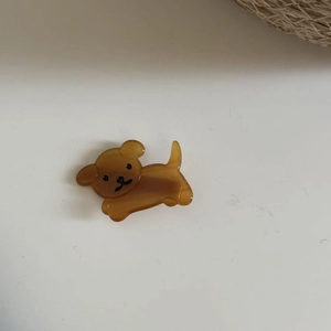 Barrette à cheveux mignonne en acétate en forme de chiot, couleur ambre translucide
