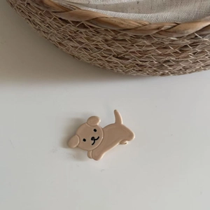 Pince à cheveux mignonne en acétate motif chien beige, accessoire kawaii de qualité
