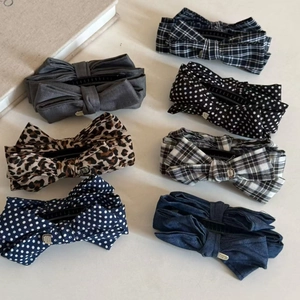 Vintage leopard and plaid bow banana clips for women in assorted elegant colors