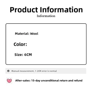 Detail showing high crown wool headband material with 6cm width and size measurements