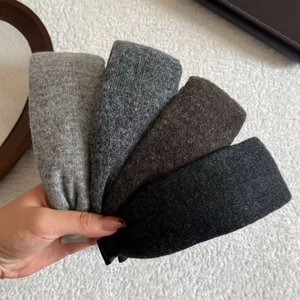Winter wool wide headband for women in four neutral colors for warm outdoor styling