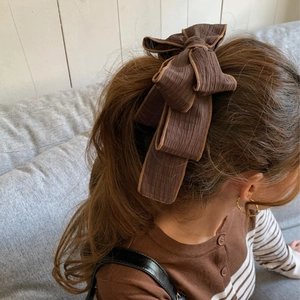 Large Fabric Bow Banana Clip Elegant Korean Maillard Style Hair Claw For Women High Ponytail Vertical Hair Accessories