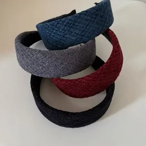 French style padded wool headband set in navy blue, grey, burgundy and black colors
