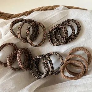 Fashionable Leopard Print Hair Tie High Elastic Seamless Fabric Scrunchie For Women Durable Animal Pattern Hair Ring Hair Accessories