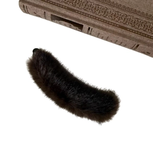 Dark brown faux mink fur banana clip hair accessory for elegant ponytail styling