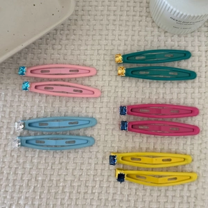 French Style Dopamine Color Drip Oil Fabric Hair Clip For Women Sweet Rhinestone Geometric BB Clip Snap Hairpin Hair Accessories