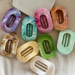 High Quality ABS Marble Pattern Oval Hair Claw Clip Hollow Shark Clip For Women Elegant Ink Dye Hairpin Fashion Hair Accessories
